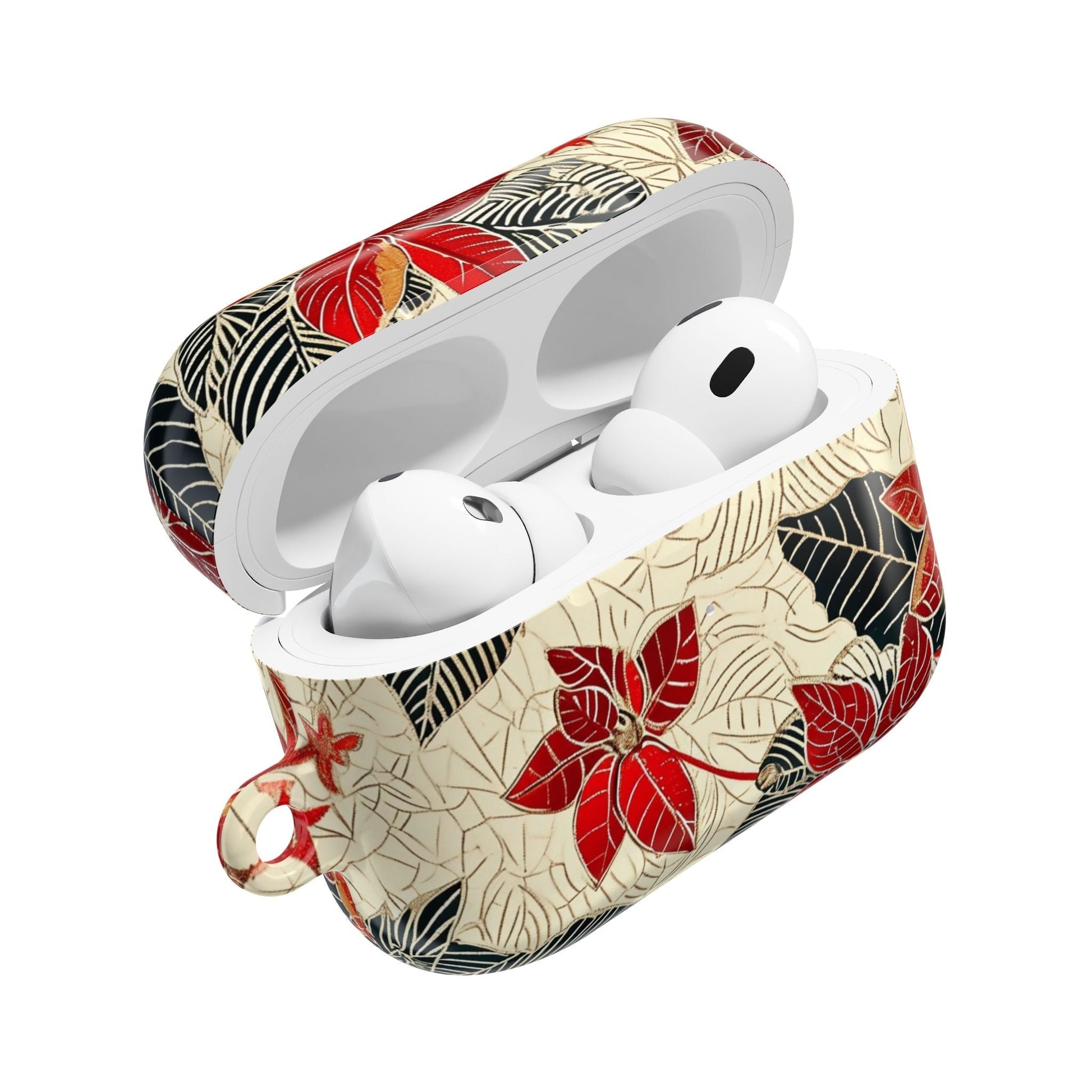 AirPod Case - Red Poinsettia Floral Protective Cover - DIGITAL X