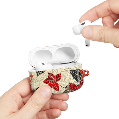 AirPod Case - Red Poinsettia Floral Protective Cover - DIGITAL X