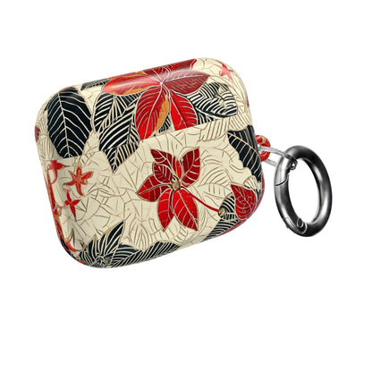 AirPod Case - Red Poinsettia Floral Protective Cover - DIGITAL X