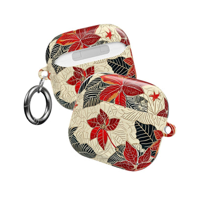 AirPod Case - Red Poinsettia Floral Protective Cover - DIGITAL X
