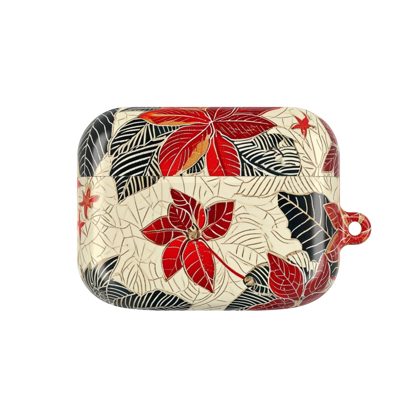 AirPod Case - Red Poinsettia Floral Protective Cover - DIGITAL X