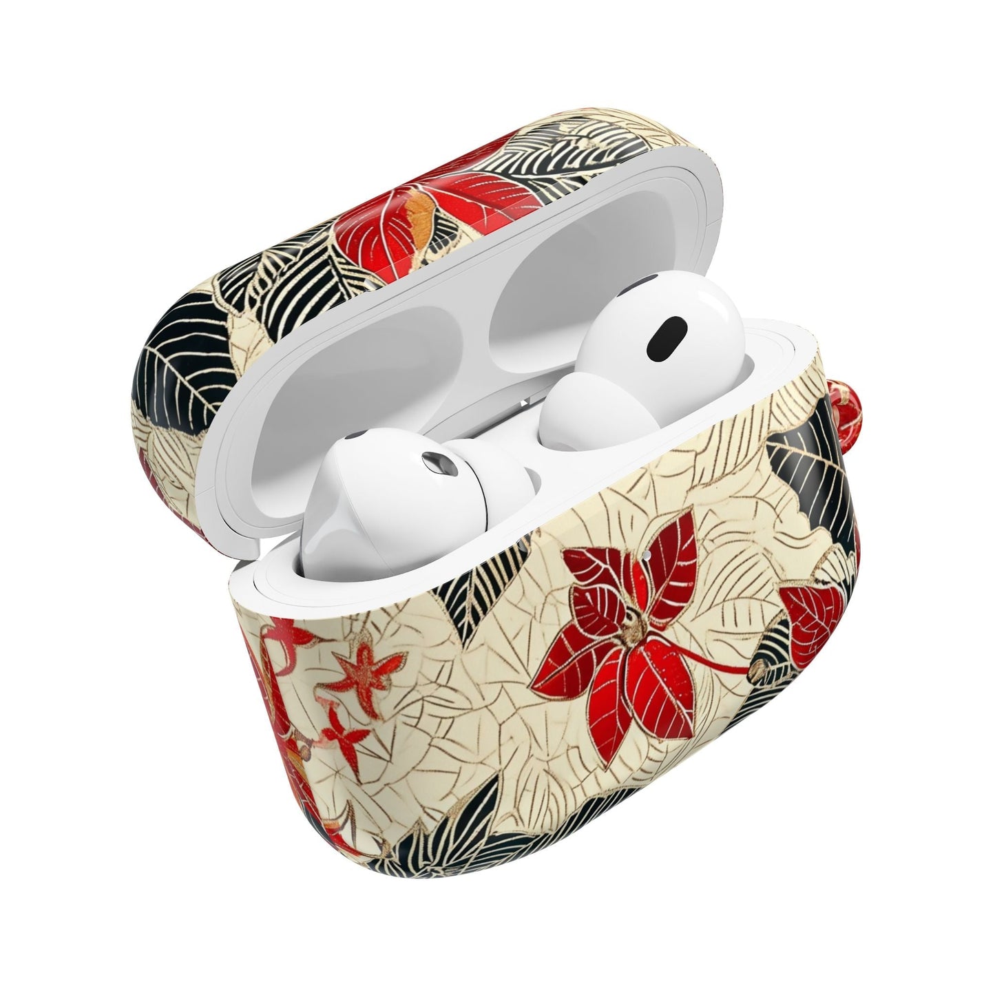 AirPod Case - Red Poinsettia Floral Protective Cover - DIGITAL X