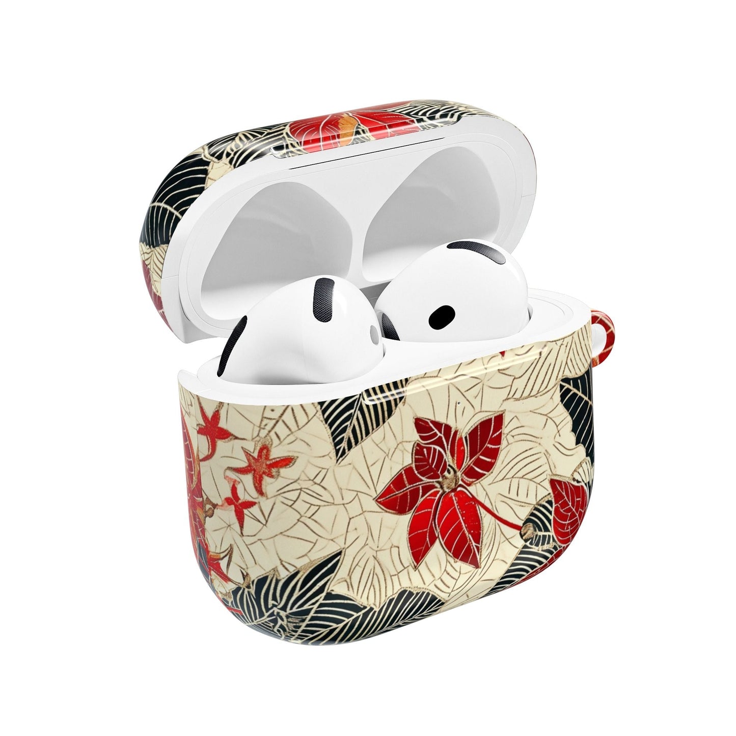 AirPod Case - Red Poinsettia Floral Protective Cover - DIGITAL X