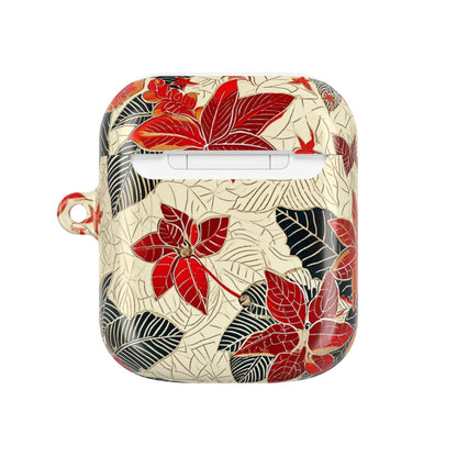 AirPod Case - Red Poinsettia Floral Protective Cover - DIGITAL X