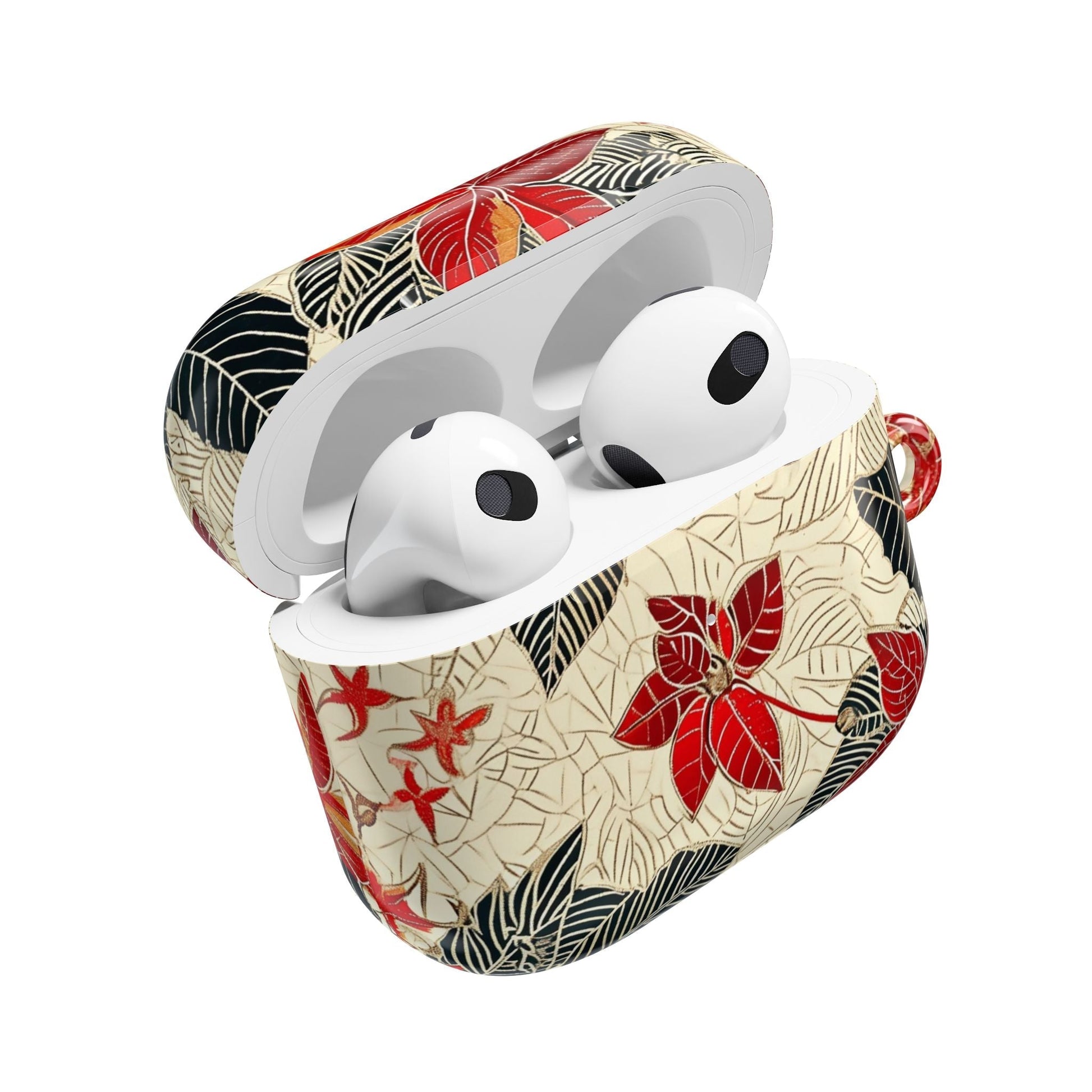 AirPod Case - Red Poinsettia Floral Protective Cover - DIGITAL X