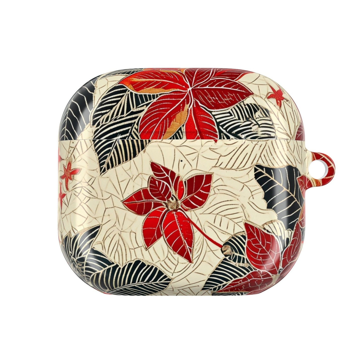 AirPod Case - Red Poinsettia Floral Protective Cover - DIGITAL X