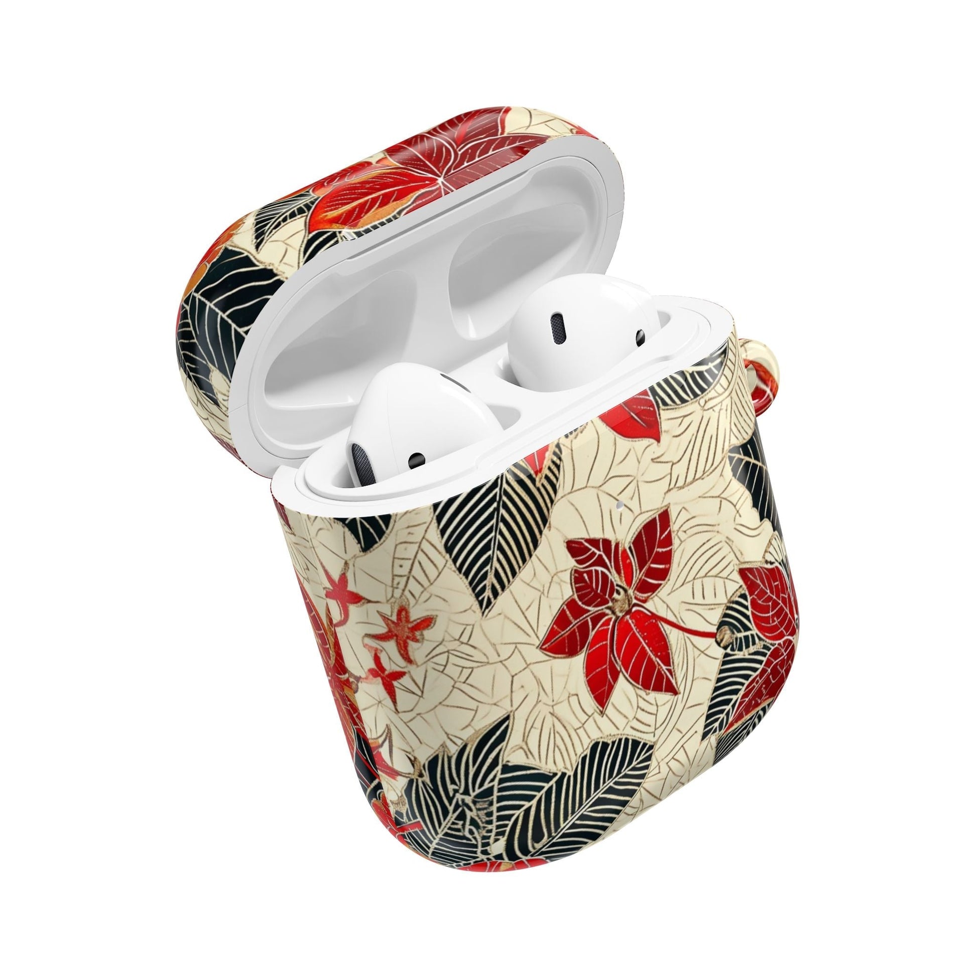 AirPod Case - Red Poinsettia Floral Protective Cover - DIGITAL X