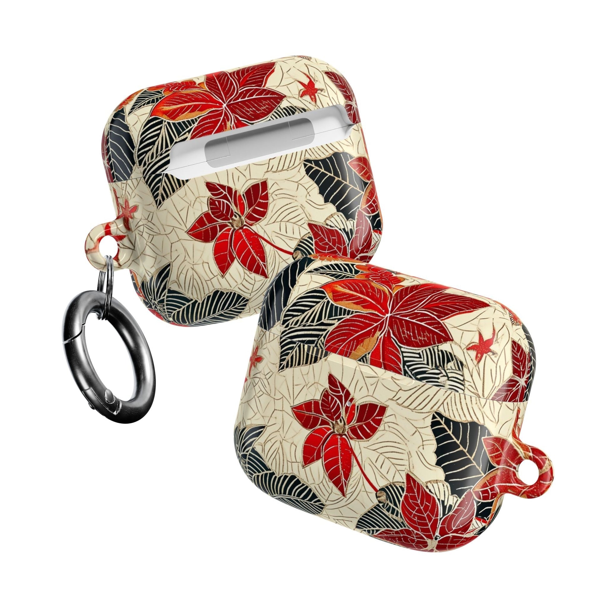 AirPod Case - Red Poinsettia Floral Protective Cover - DIGITAL X