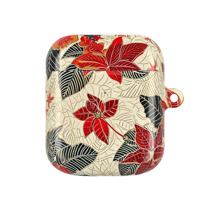 AirPod Case - Red Poinsettia Floral Protective Cover - DIGITAL X
