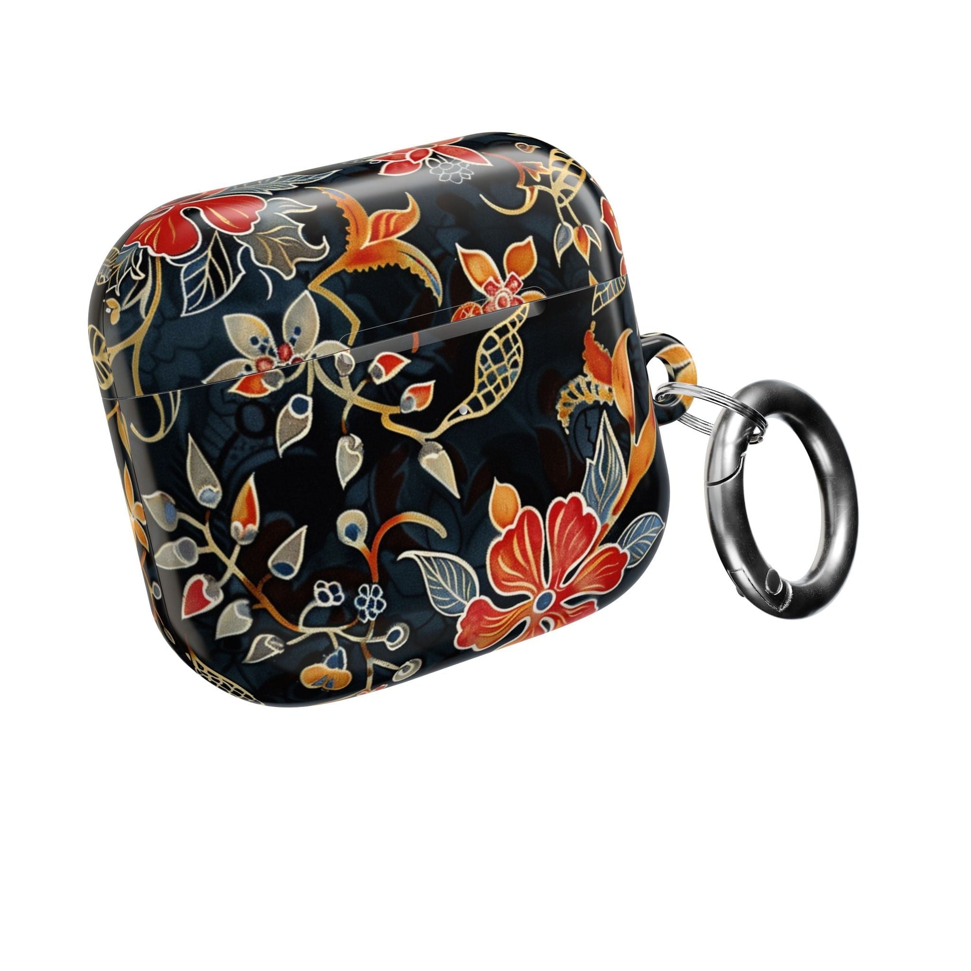 AirPod Case — Vintage Floral Black & Orange Protective Silicone Cover - DIGITAL X