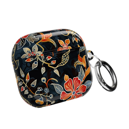 AirPod Case — Vintage Floral Black & Orange Protective Silicone Cover - DIGITAL X