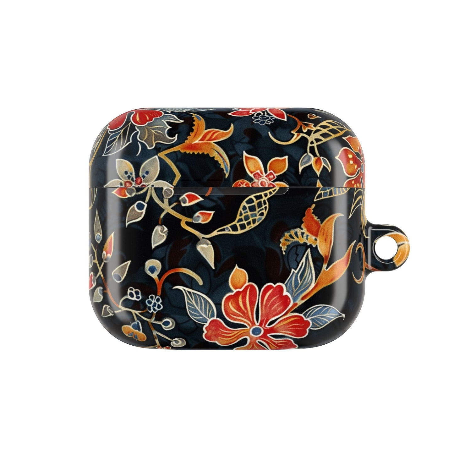 AirPod Case — Vintage Floral Black & Orange Protective Silicone Cover - DIGITAL X
