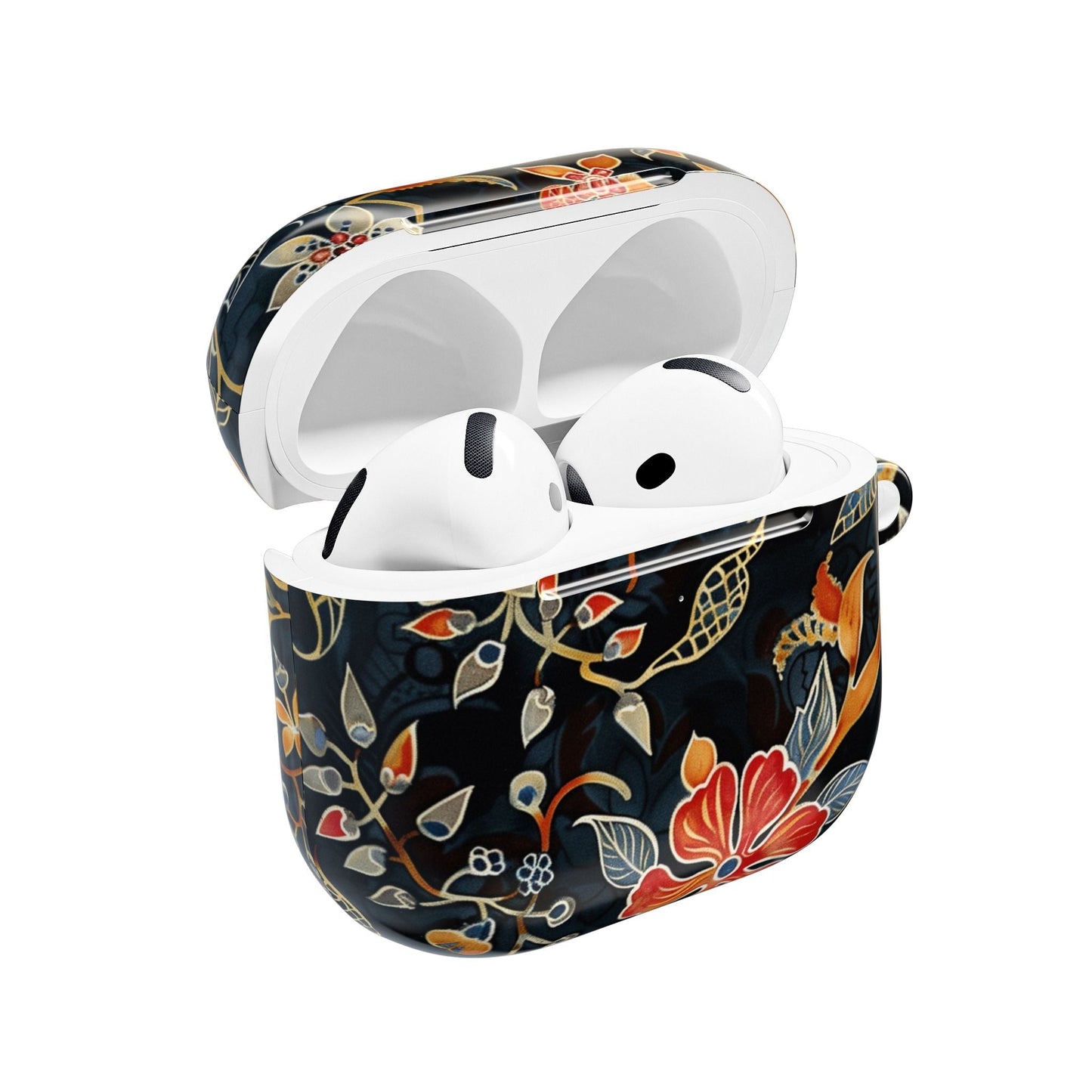 AirPod Case — Vintage Floral Black & Orange Protective Silicone Cover - DIGITAL X