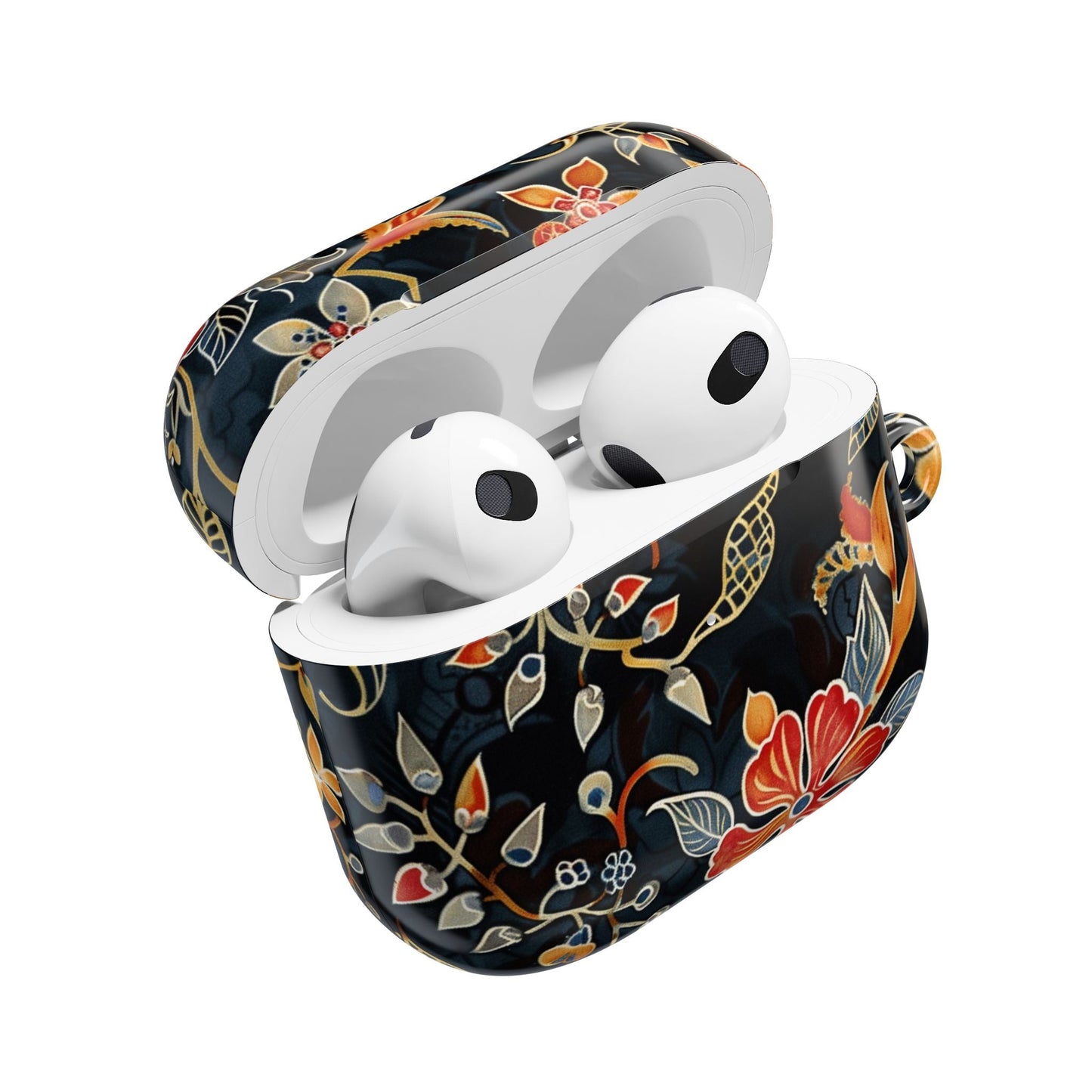 AirPod Case — Vintage Floral Black & Orange Protective Silicone Cover - DIGITAL X