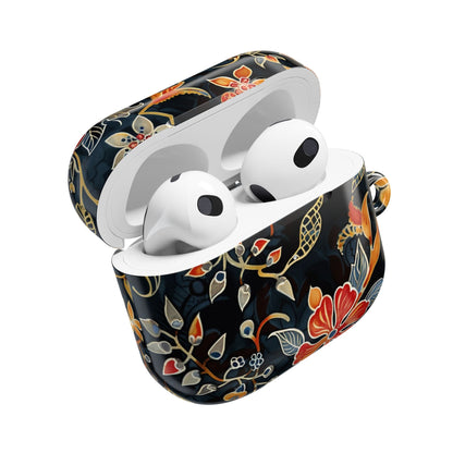 AirPod Case — Vintage Floral Black & Orange Protective Silicone Cover - DIGITAL X