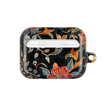 AirPod Case — Vintage Floral Black & Orange Protective Silicone Cover - DIGITAL X