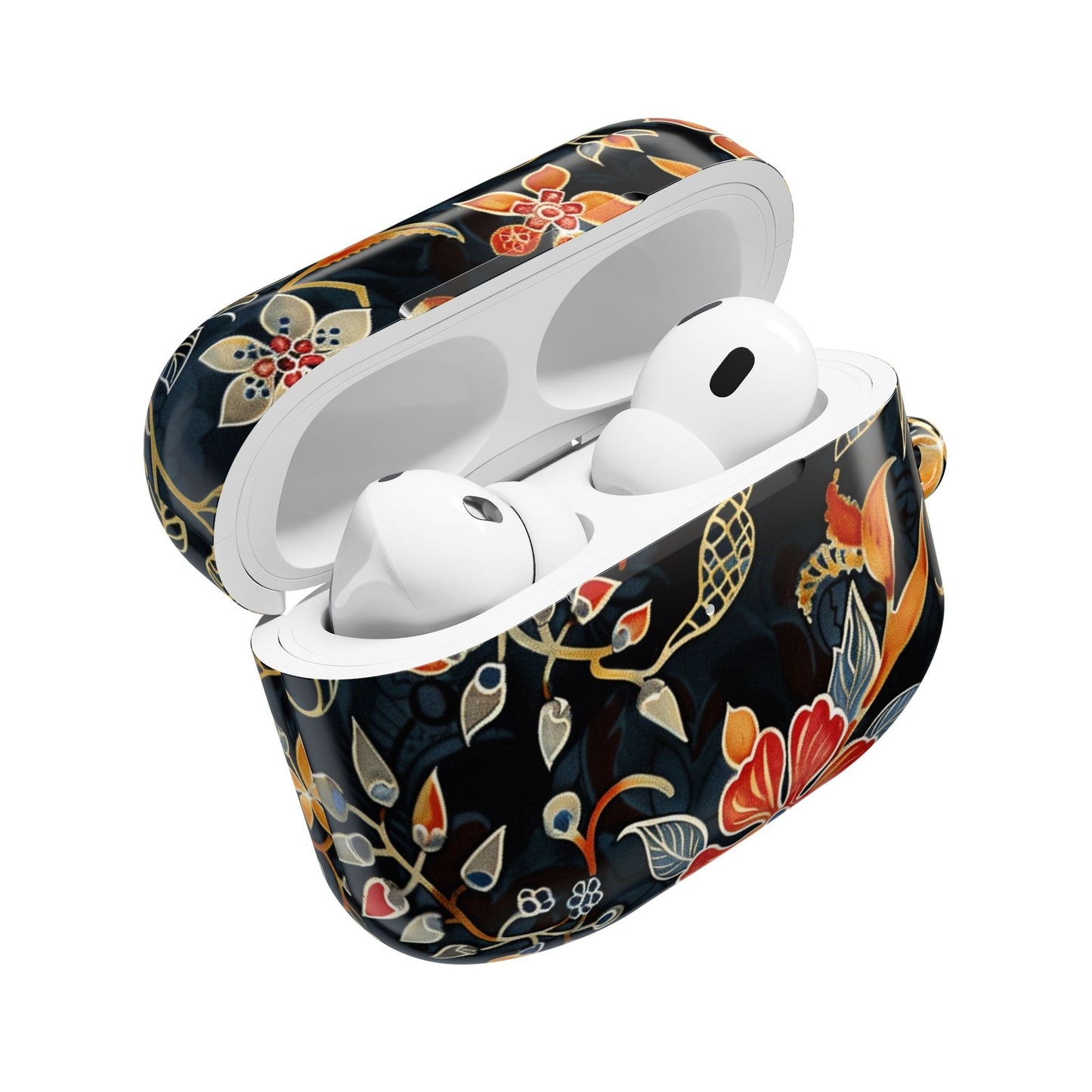 AirPod Case — Vintage Floral Black & Orange Protective Silicone Cover - DIGITAL X