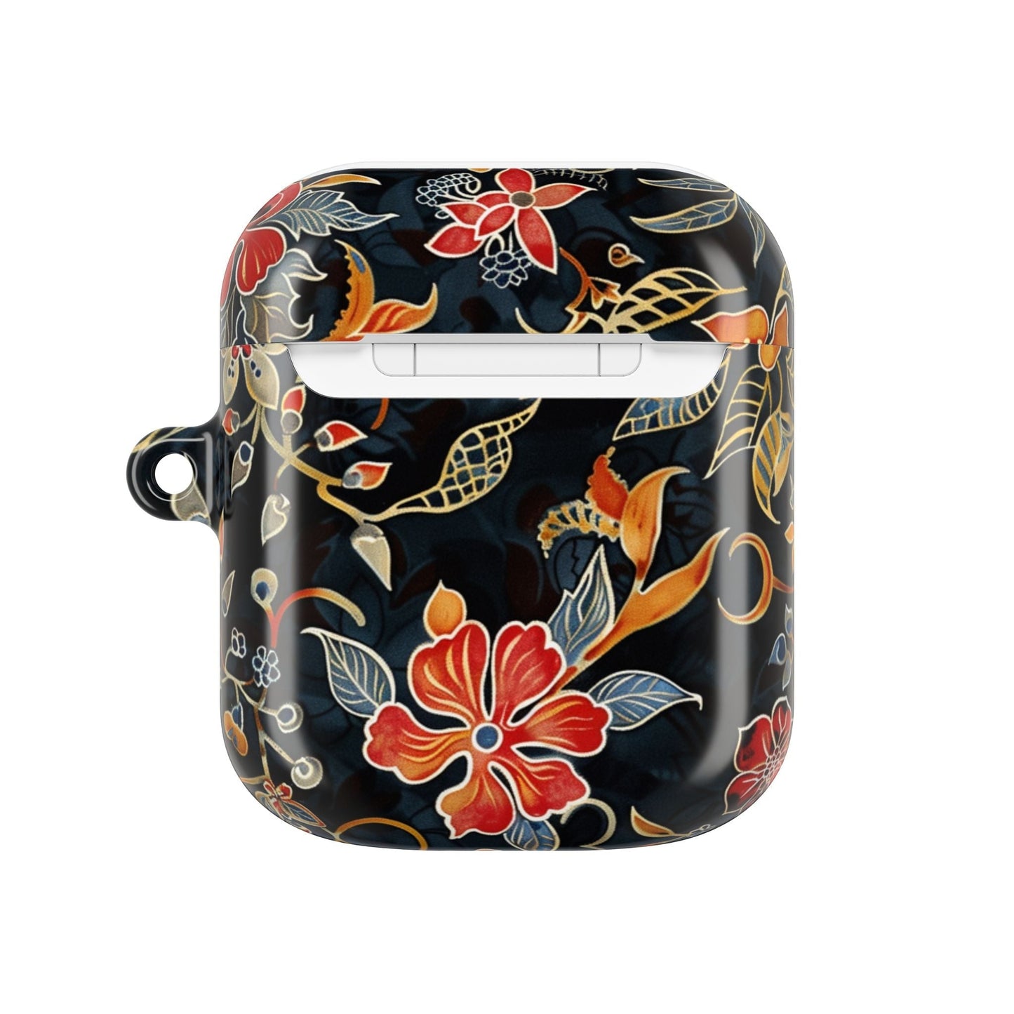 AirPod Case — Vintage Floral Black & Orange Protective Silicone Cover - DIGITAL X