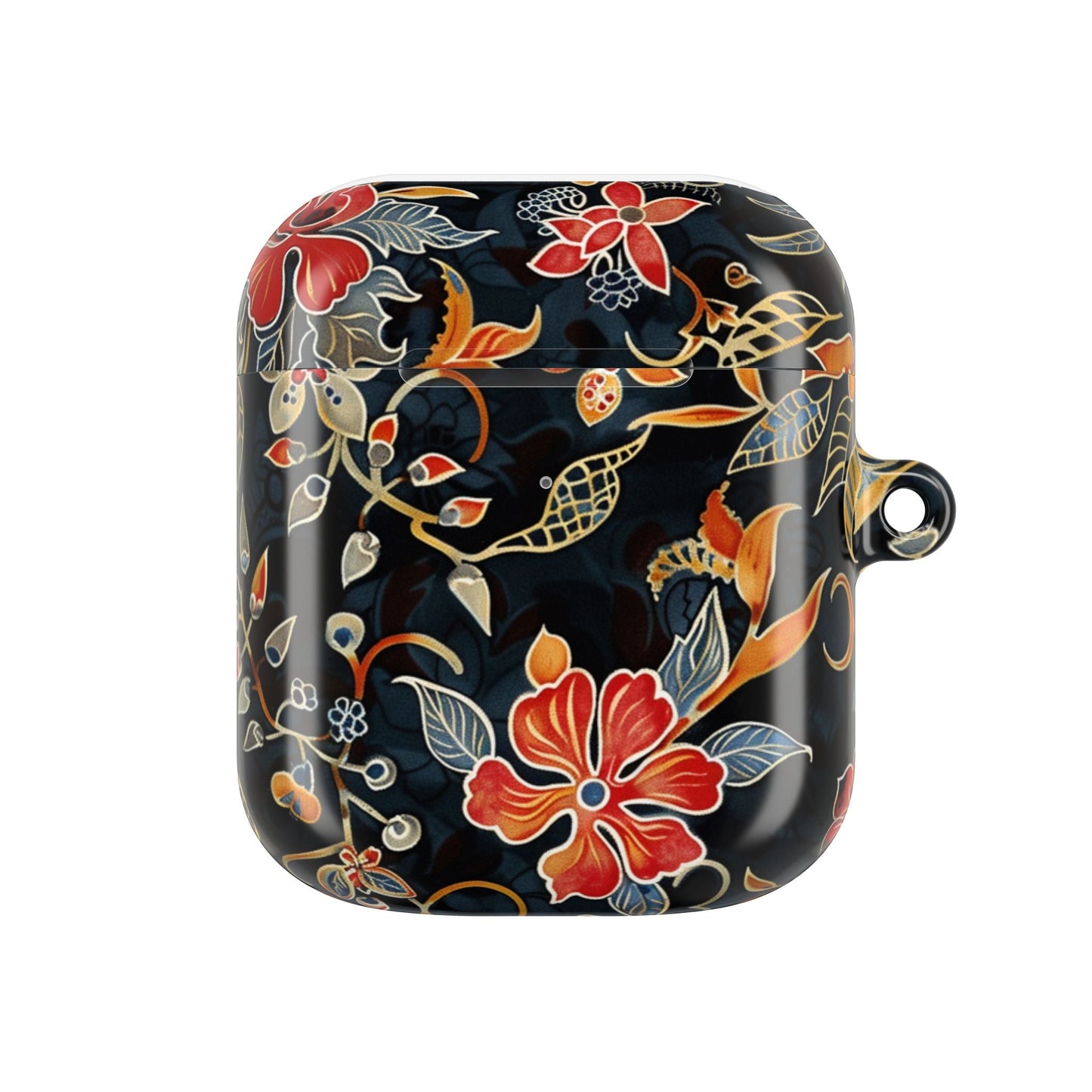 AirPod Case — Vintage Floral Black & Orange Protective Silicone Cover - DIGITAL X