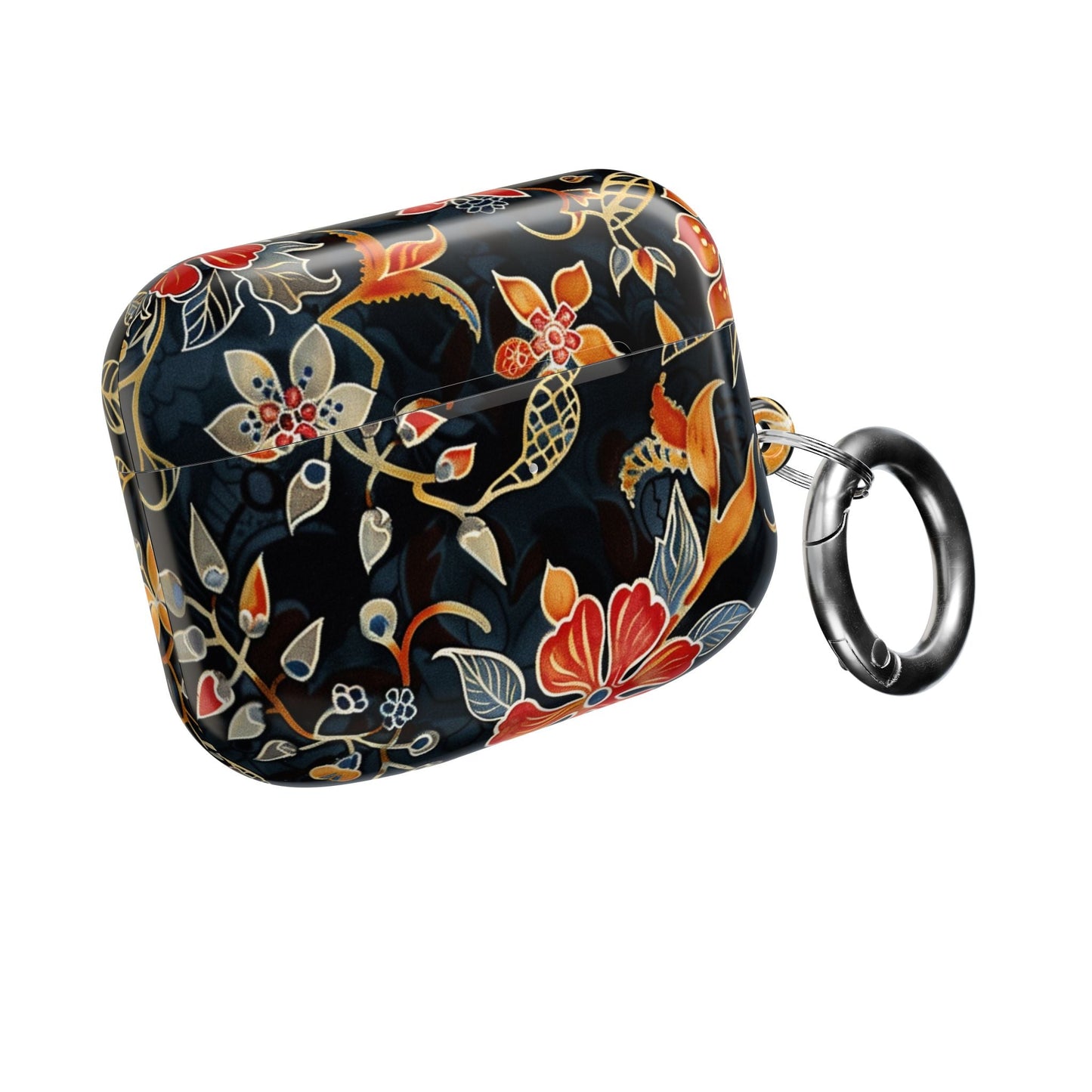 AirPod Case — Vintage Floral Black & Orange Protective Silicone Cover - DIGITAL X