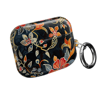 AirPod Case — Vintage Floral Black & Orange Protective Silicone Cover - DIGITAL X