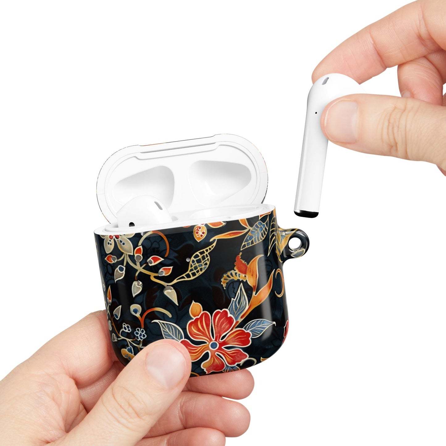 AirPod Case — Vintage Floral Black & Orange Protective Silicone Cover - DIGITAL X