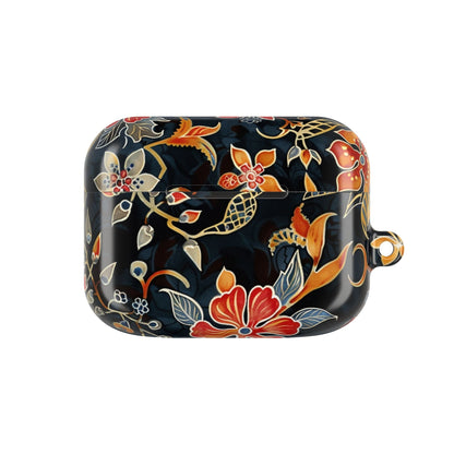 AirPod Case — Vintage Floral Black & Orange Protective Silicone Cover - DIGITAL X