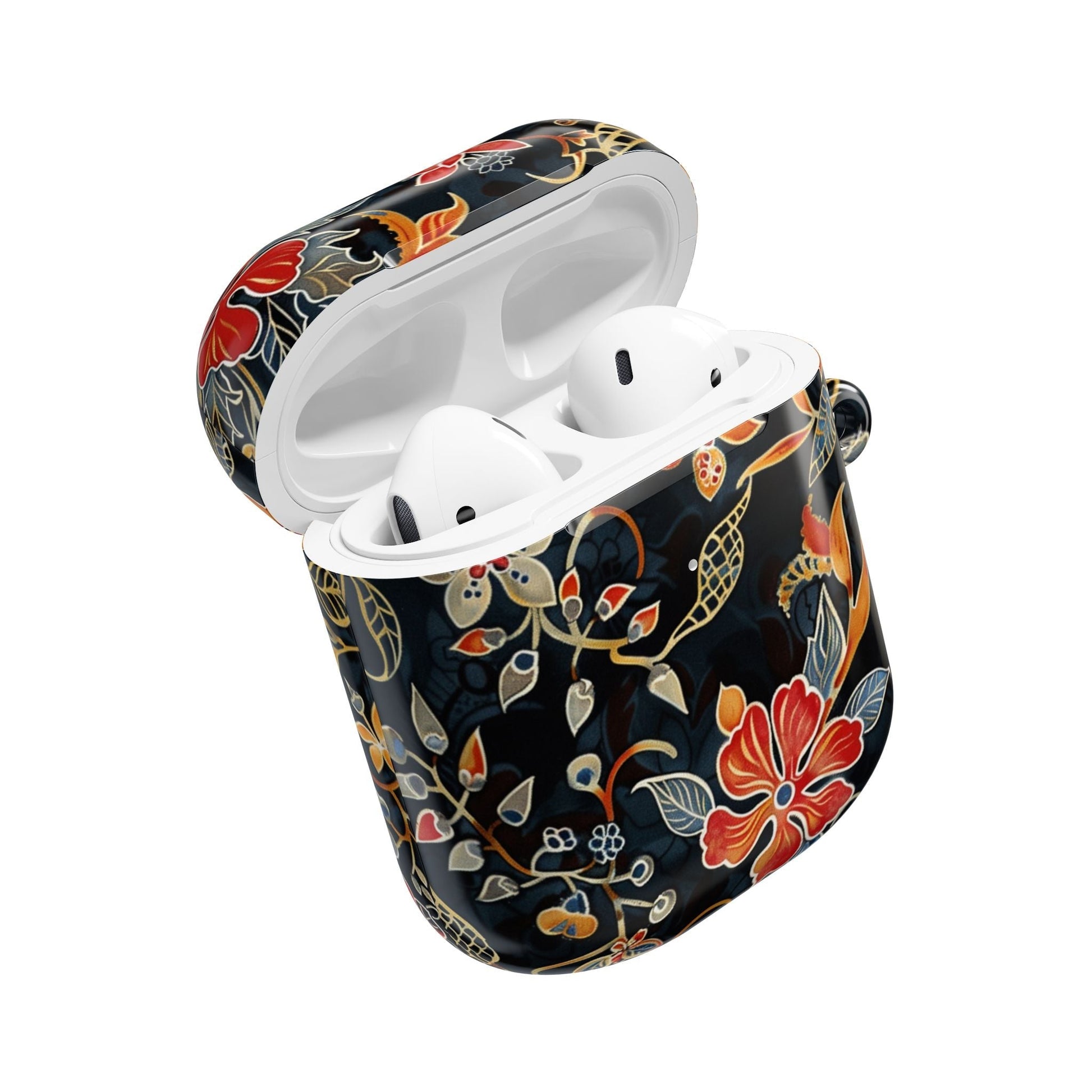 AirPod Case — Vintage Floral Black & Orange Protective Silicone Cover - DIGITAL X