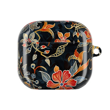 AirPod Case — Vintage Floral Black & Orange Protective Silicone Cover - DIGITAL X