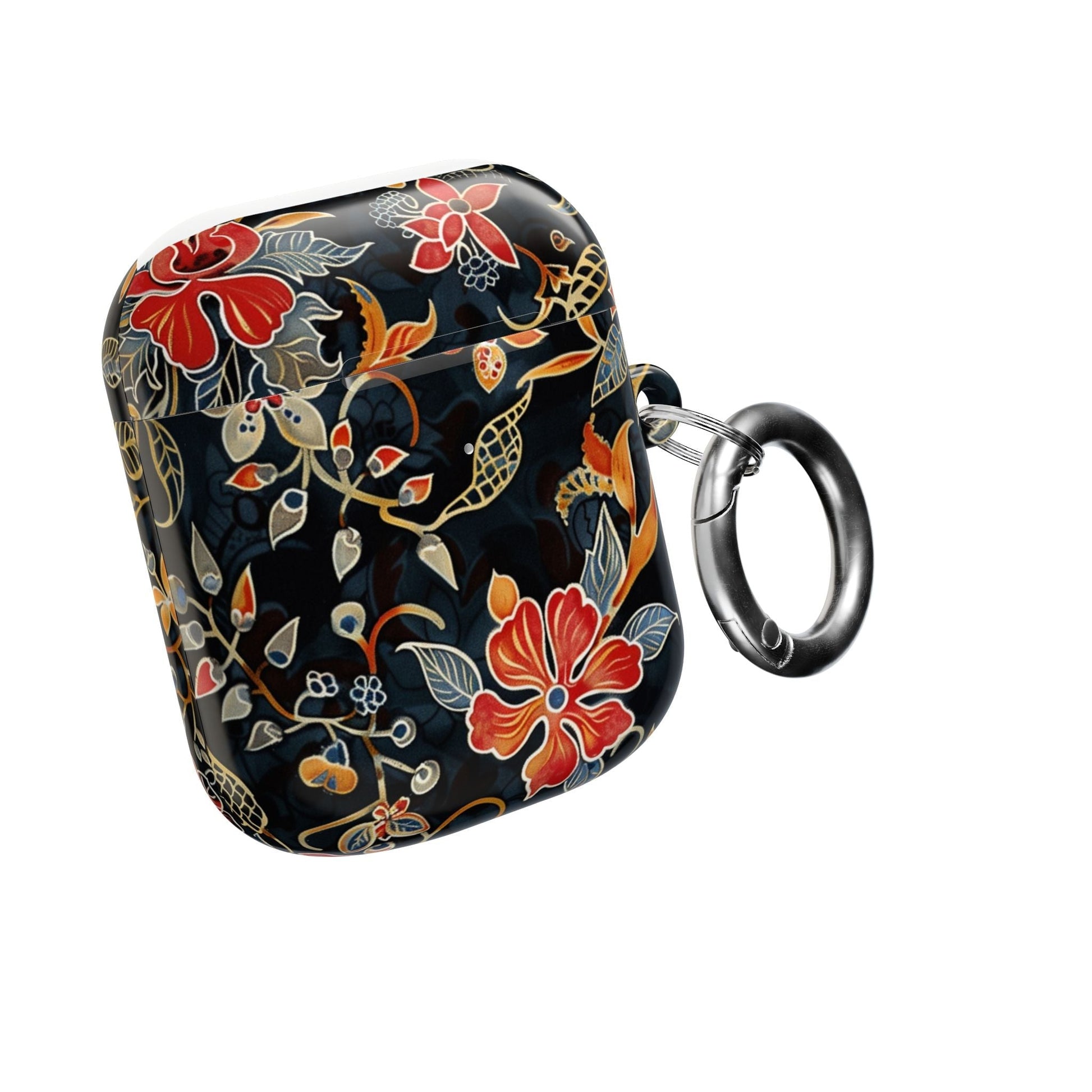 AirPod Case — Vintage Floral Black & Orange Protective Silicone Cover - DIGITAL X