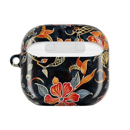 AirPod Case — Vintage Floral Black & Orange Protective Silicone Cover - DIGITAL X
