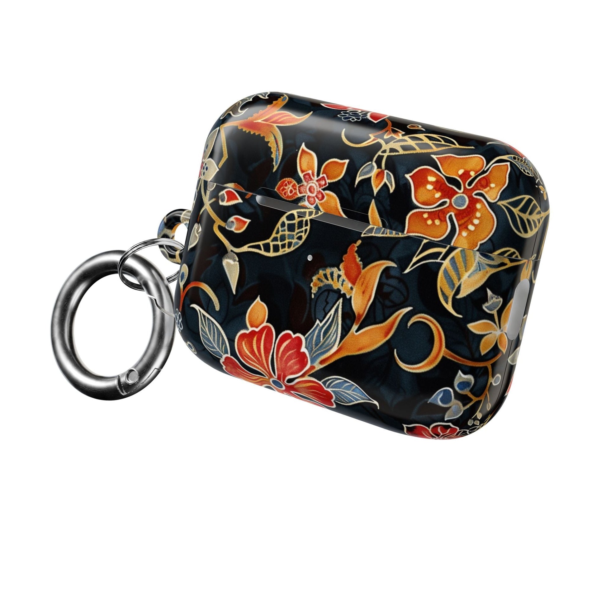 AirPod Case — Vintage Floral Black & Orange Protective Silicone Cover - DIGITAL X