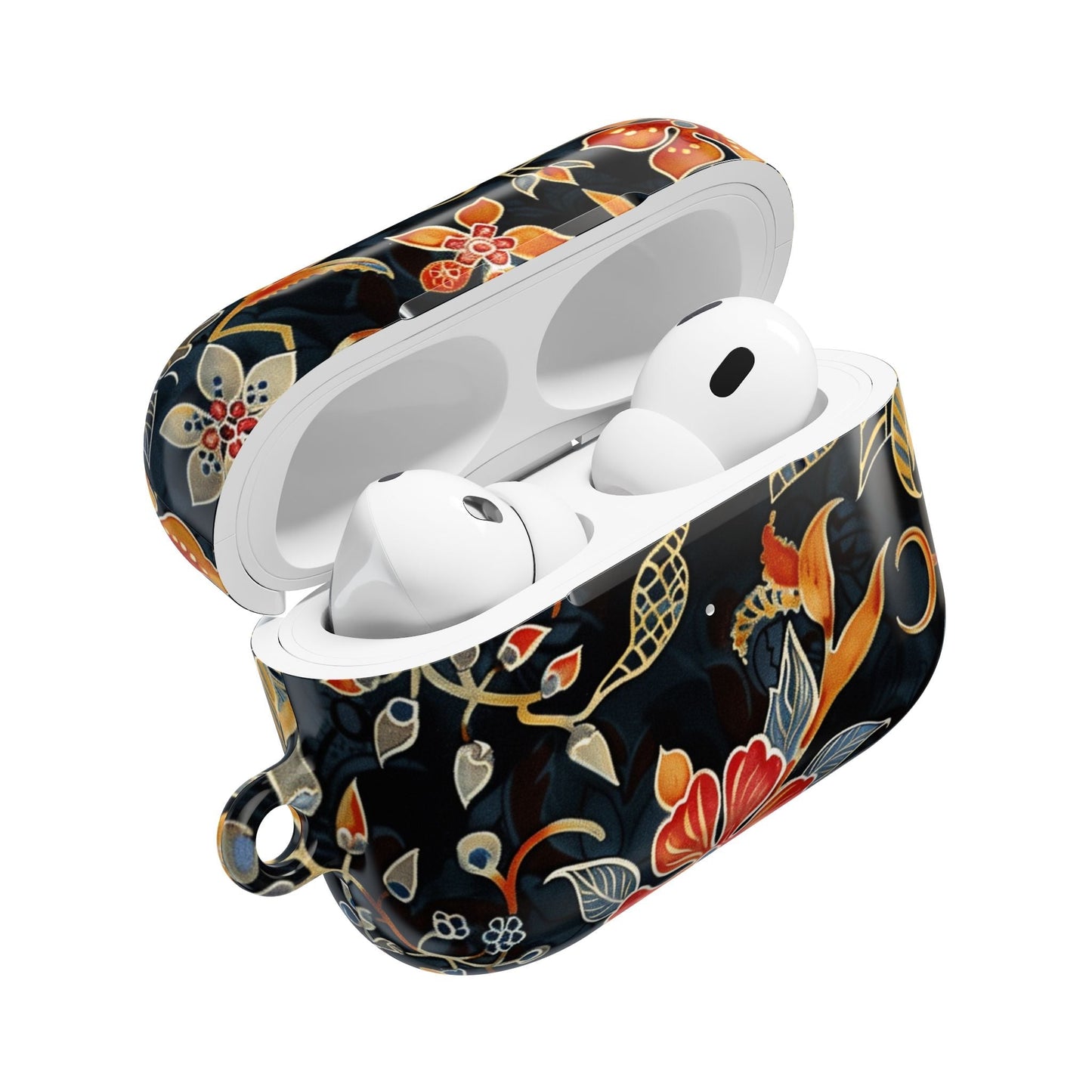 AirPod Case — Vintage Floral Black & Orange Protective Silicone Cover - DIGITAL X