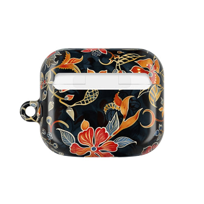 AirPod Case — Vintage Floral Black & Orange Protective Silicone Cover - DIGITAL X