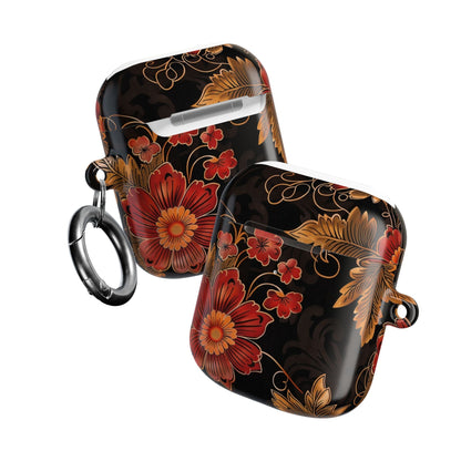 AirPod Case — Vintage Floral Red & Gold Protective Cover - DIGITAL X