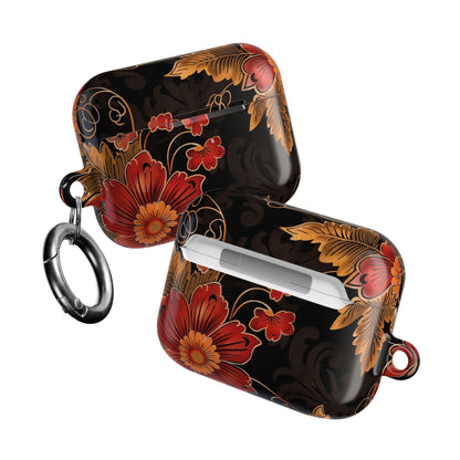 AirPod Case — Vintage Floral Red & Gold Protective Cover - DIGITAL X
