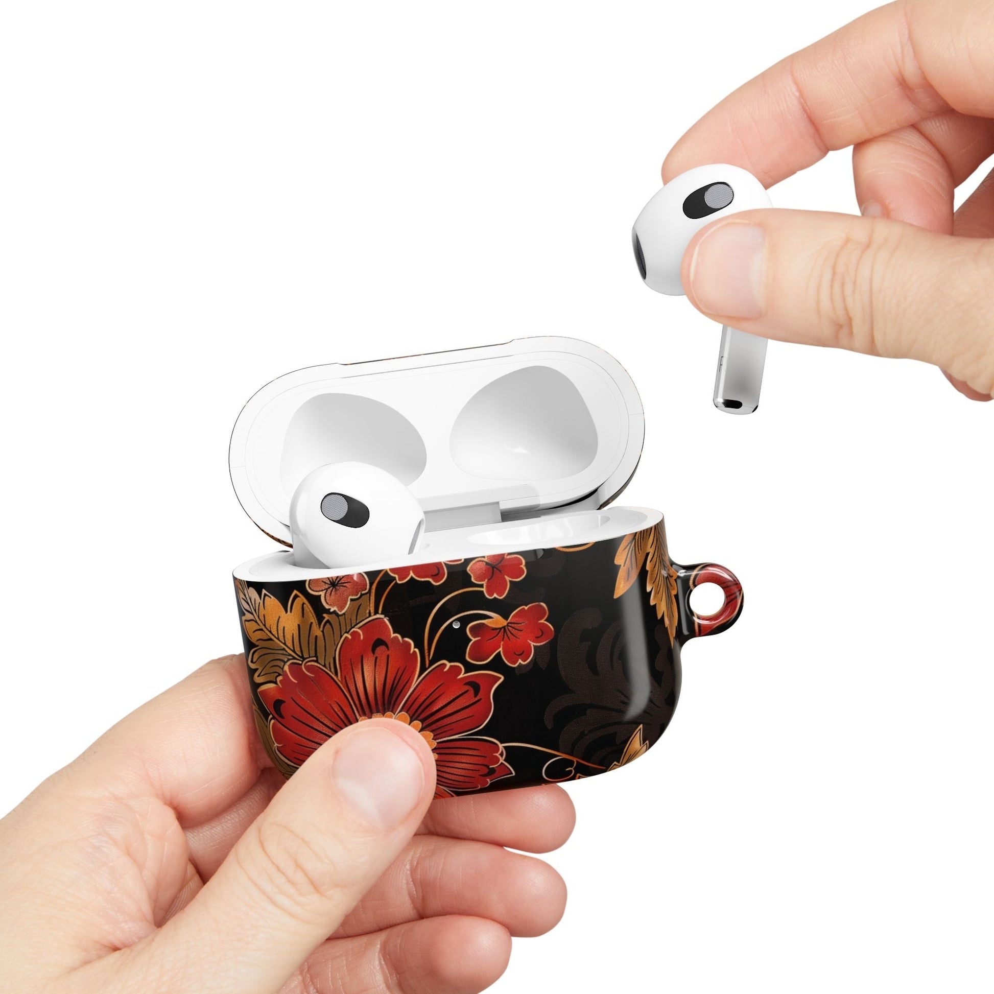 AirPod Case — Vintage Floral Red & Gold Protective Cover - DIGITAL X