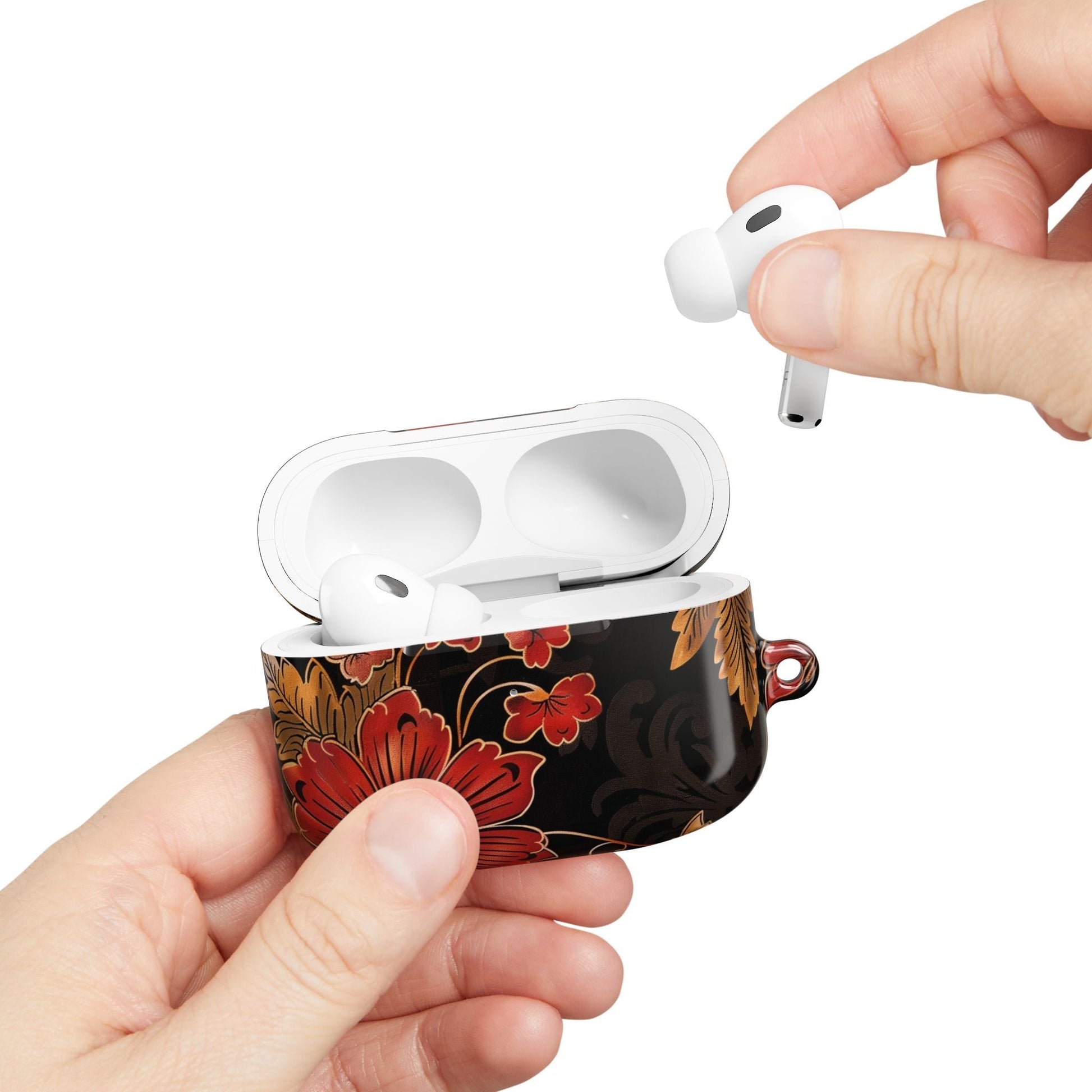 AirPod Case — Vintage Floral Red & Gold Protective Cover - DIGITAL X