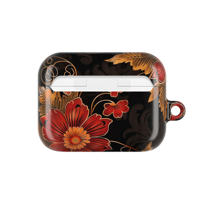 AirPod Case — Vintage Floral Red & Gold Protective Cover - DIGITAL X