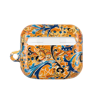 AirPods Case — Orange Blue Floral Pattern Protective Cover - DIGITAL X