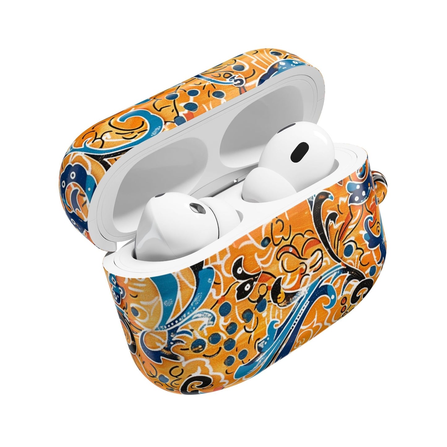 AirPods Case — Orange Blue Floral Pattern Protective Cover - DIGITAL X
