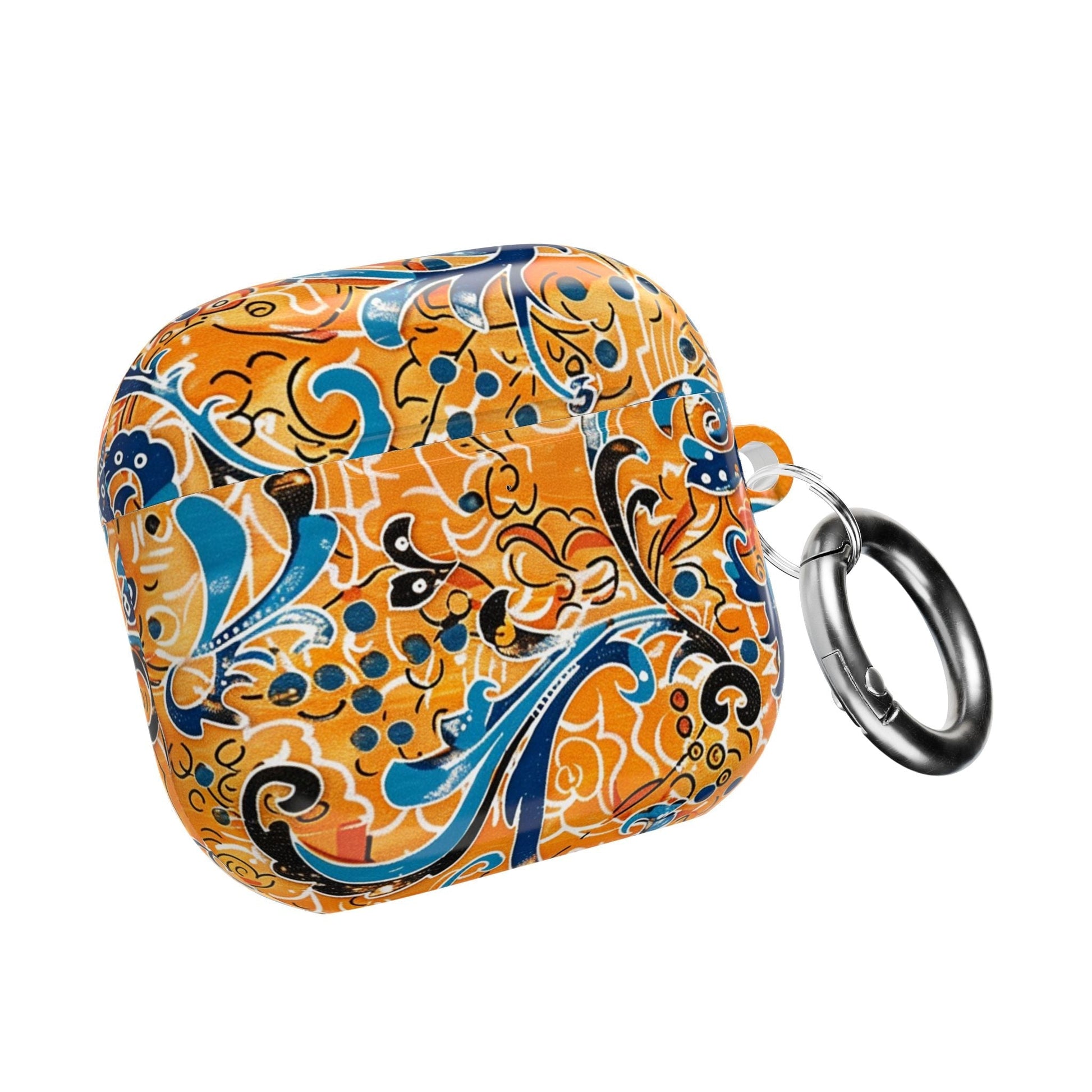 AirPods Case — Orange Blue Floral Pattern Protective Cover - DIGITAL X