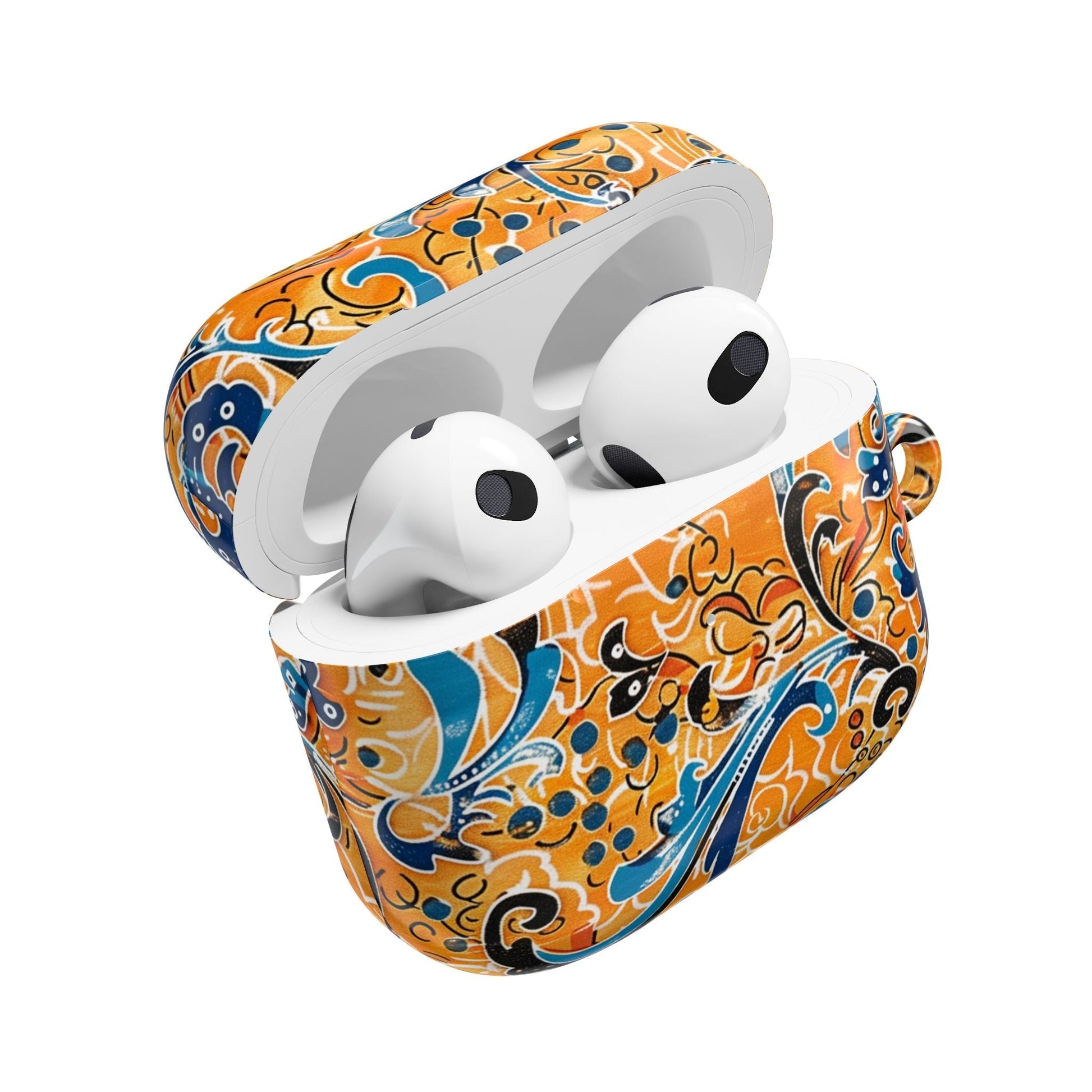 AirPods Case — Orange Blue Floral Pattern Protective Cover - DIGITAL X