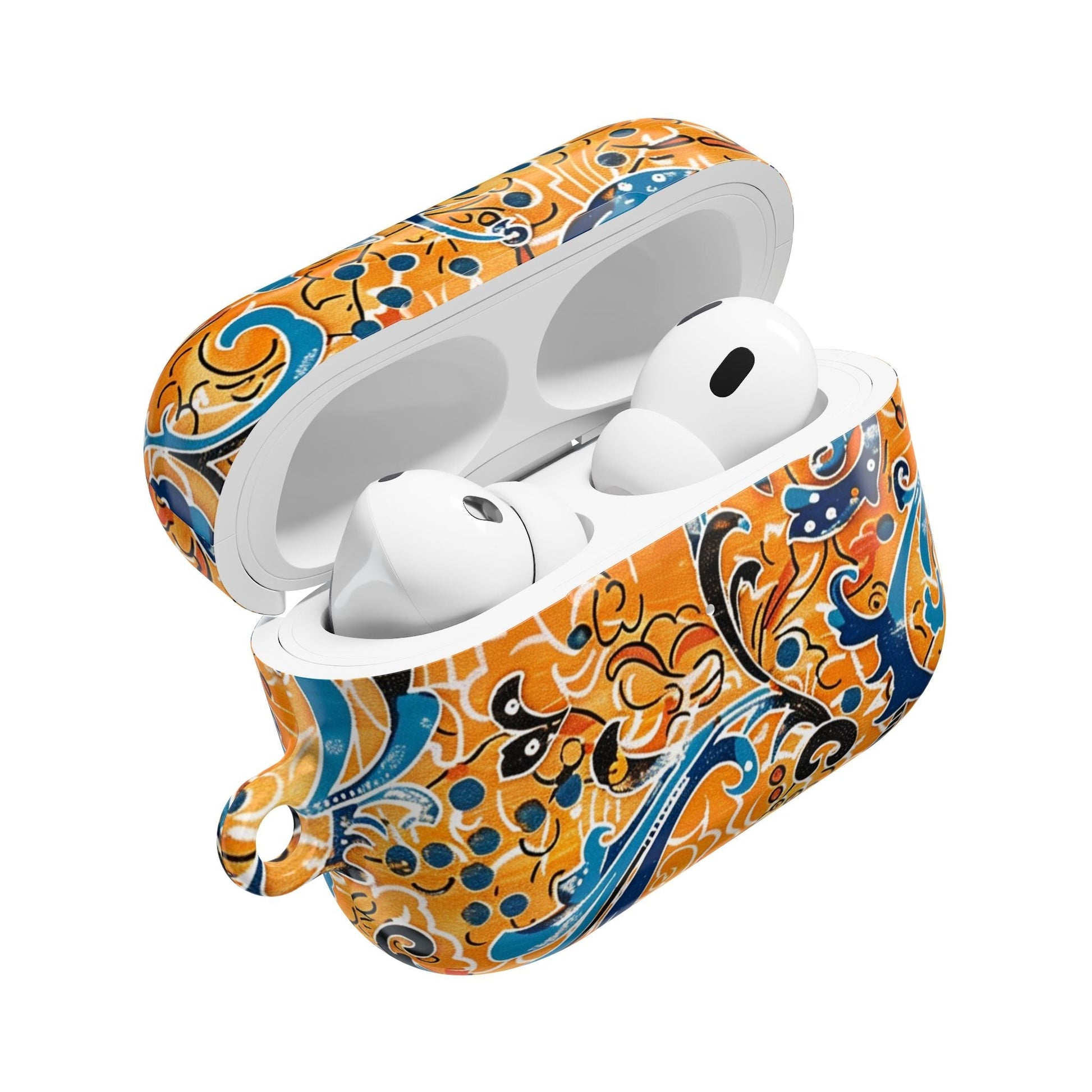 AirPods Case — Orange Blue Floral Pattern Protective Cover - DIGITAL X