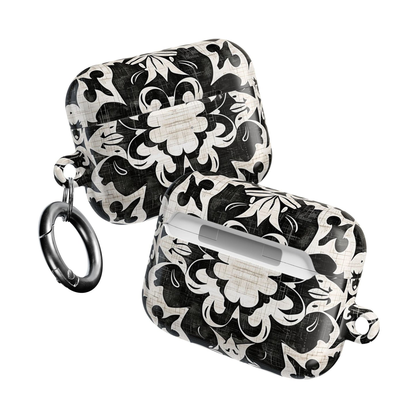 Black White Damask AirPod Case – Floral Mosaic Protective Cover - DIGITAL X