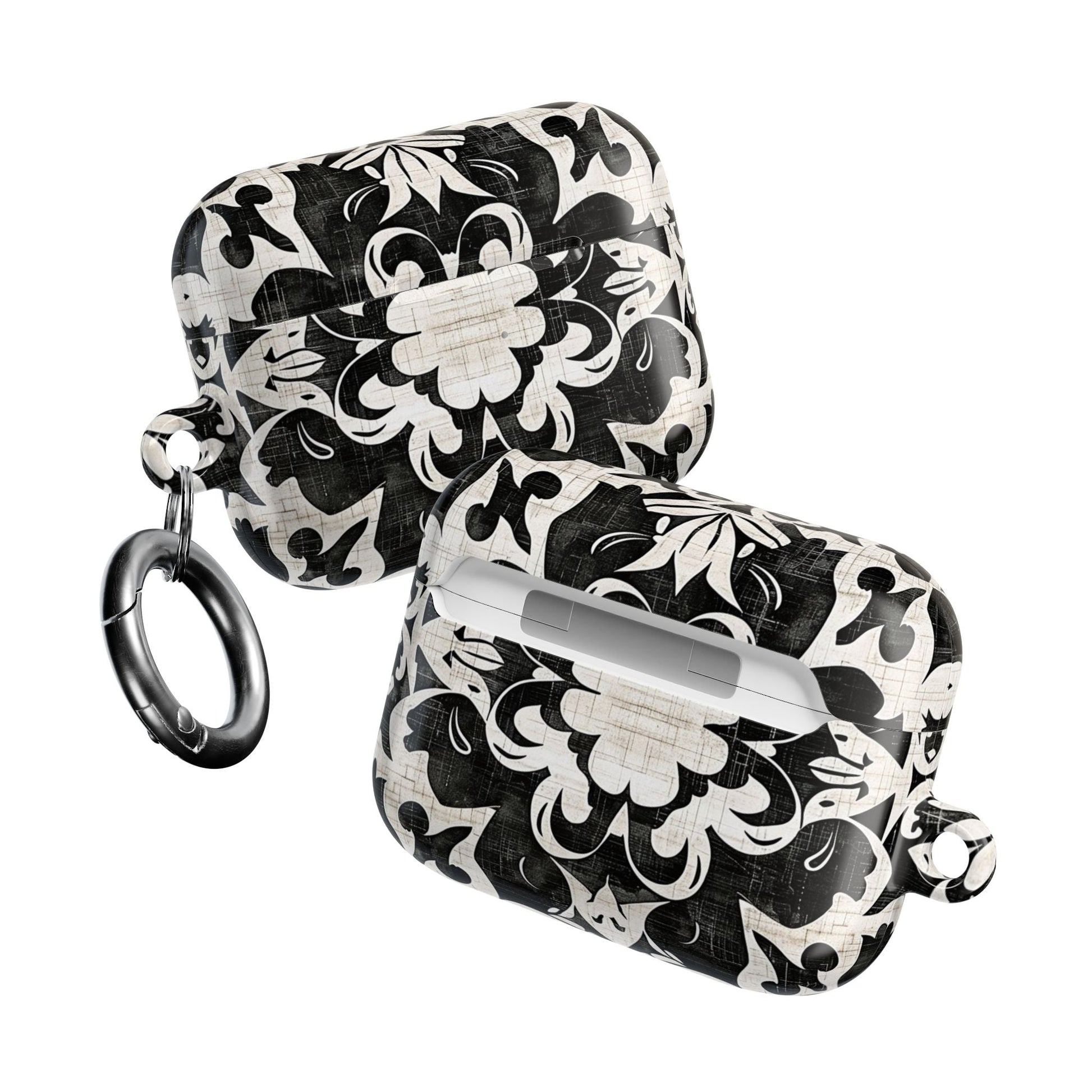 Black White Damask AirPod Case – Floral Mosaic Protective Cover - DIGITAL X