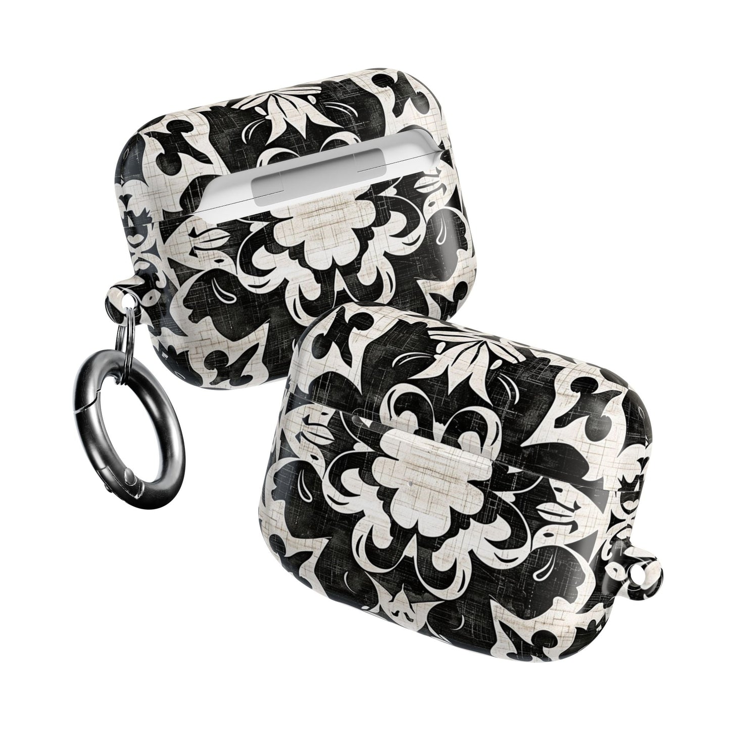 Black White Damask AirPod Case – Floral Mosaic Protective Cover - DIGITAL X