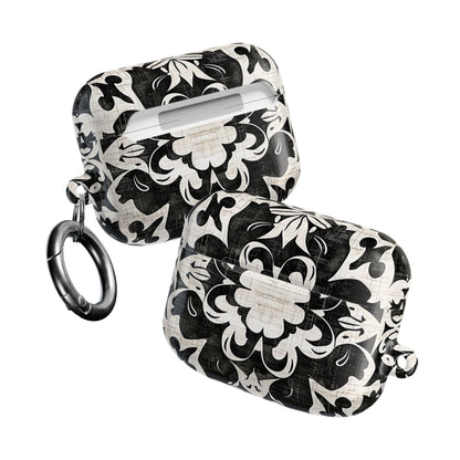 Black White Damask AirPod Case – Floral Mosaic Protective Cover - DIGITAL X
