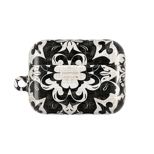 Black White Damask AirPod Case – Floral Mosaic Protective Cover - DIGITAL X