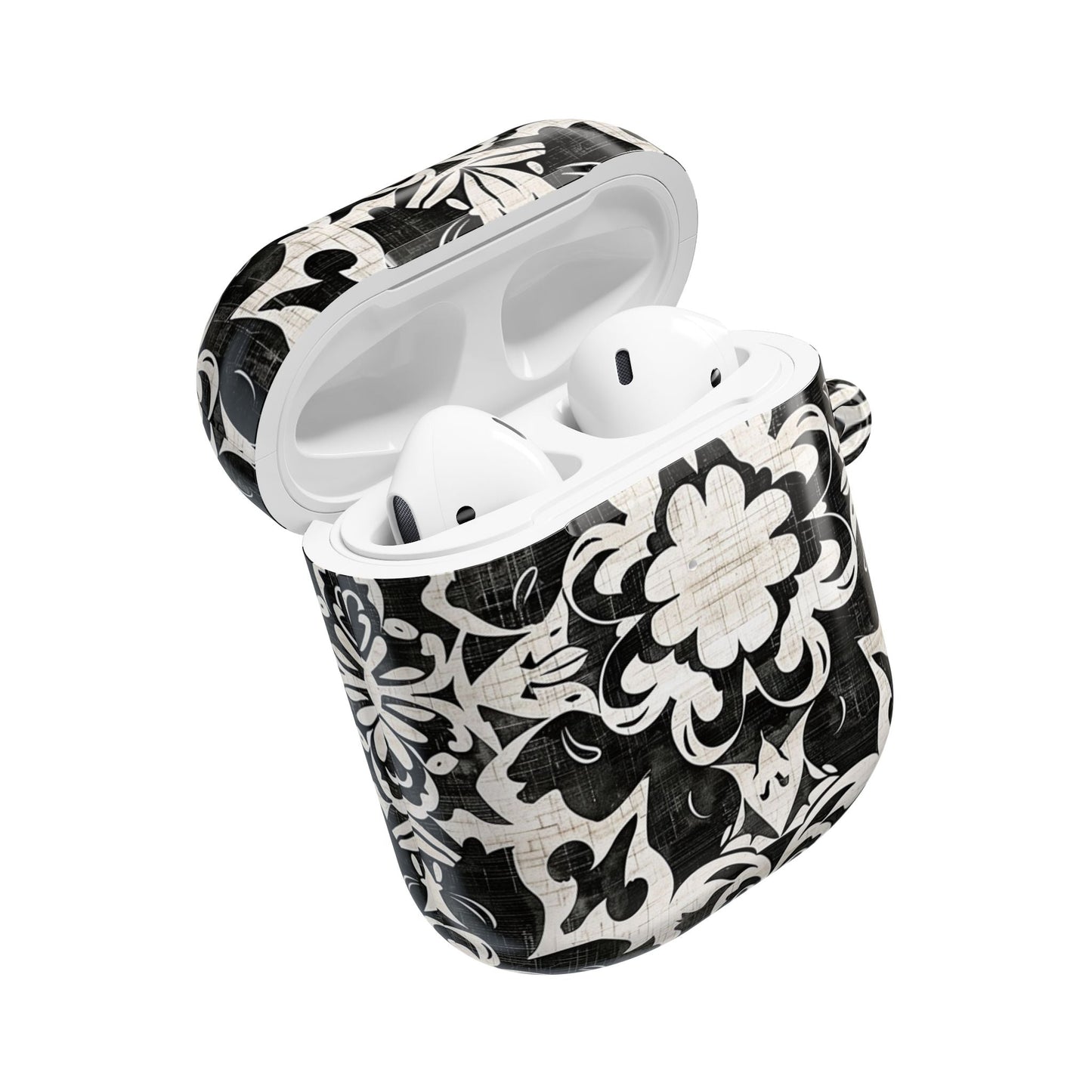 Black White Damask AirPod Case – Floral Mosaic Protective Cover - DIGITAL X